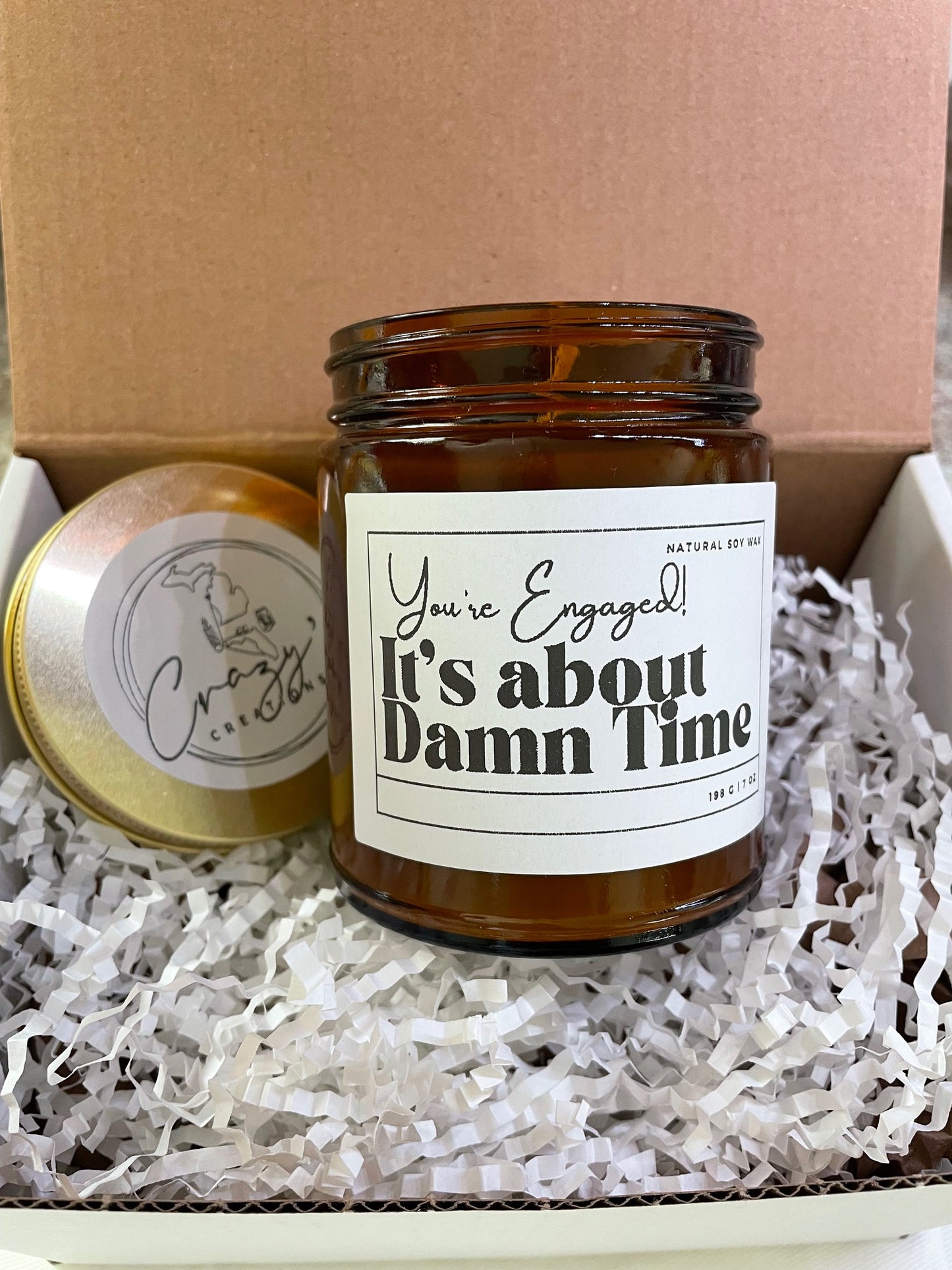It's About Damn Time Candle, Personalized Engagement Gifts for her, Engagement Gifts, Best Friend Engagement Gifts, Engagement Party Gifts