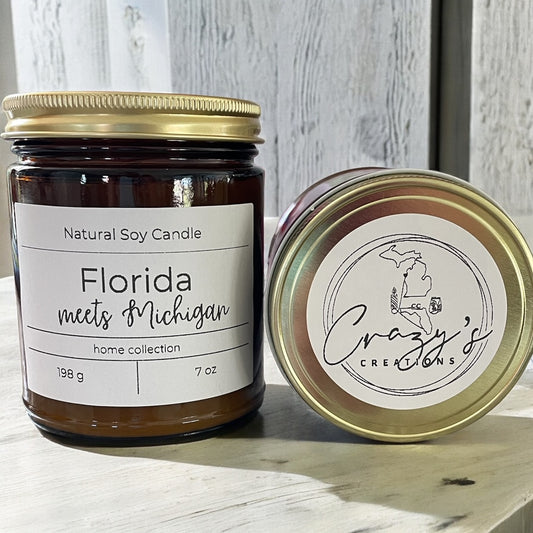 Florida meets Michigan 7 oz Natural Soy Wax Candle