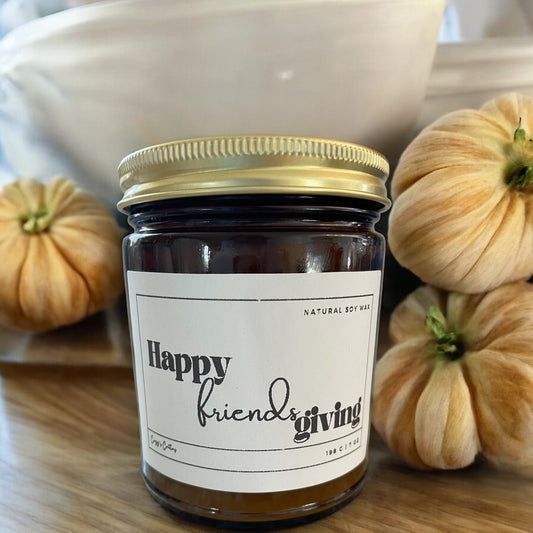 Happy Friendsgiving Candles, Happy Friendsgiving Gifts, Friendsgiving Favors, Personalized Candles, Natural Soy Wax Candles, Friendsgiving